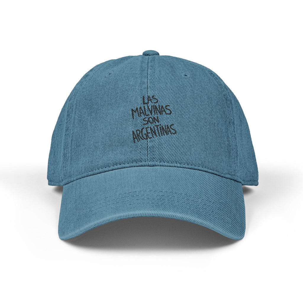Las Malvinas Son Argentinas Denim Hat, Embroidered Phrase Cap