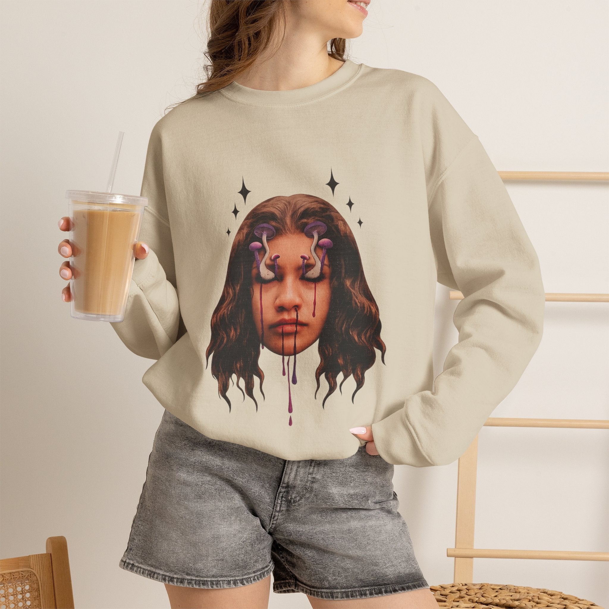 Mushroom Awakeness sweatshirt | Portrait Art, Mystic Tears
