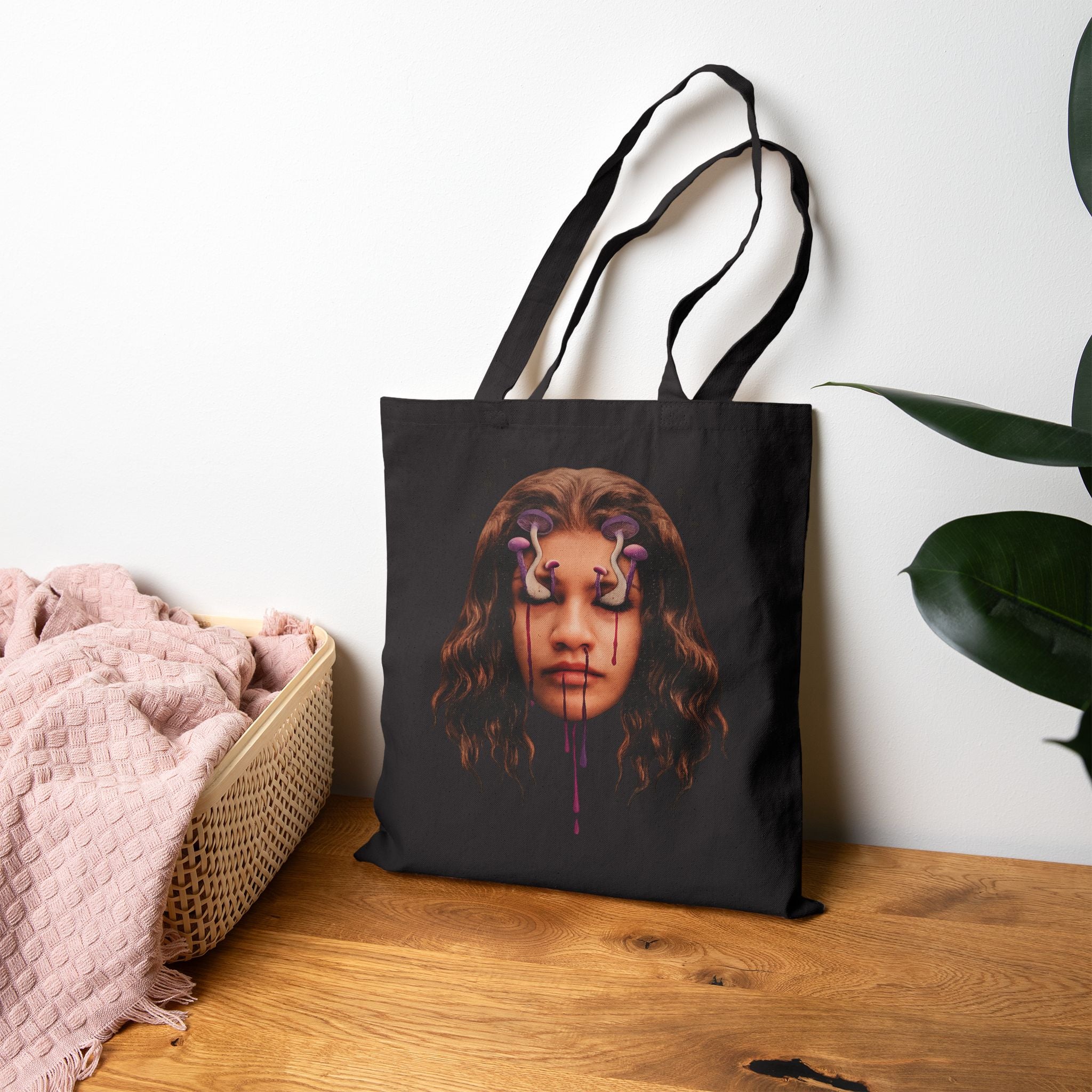 Mushroom Awakeness Tote Bag | Gothic Day of the Dead Motif