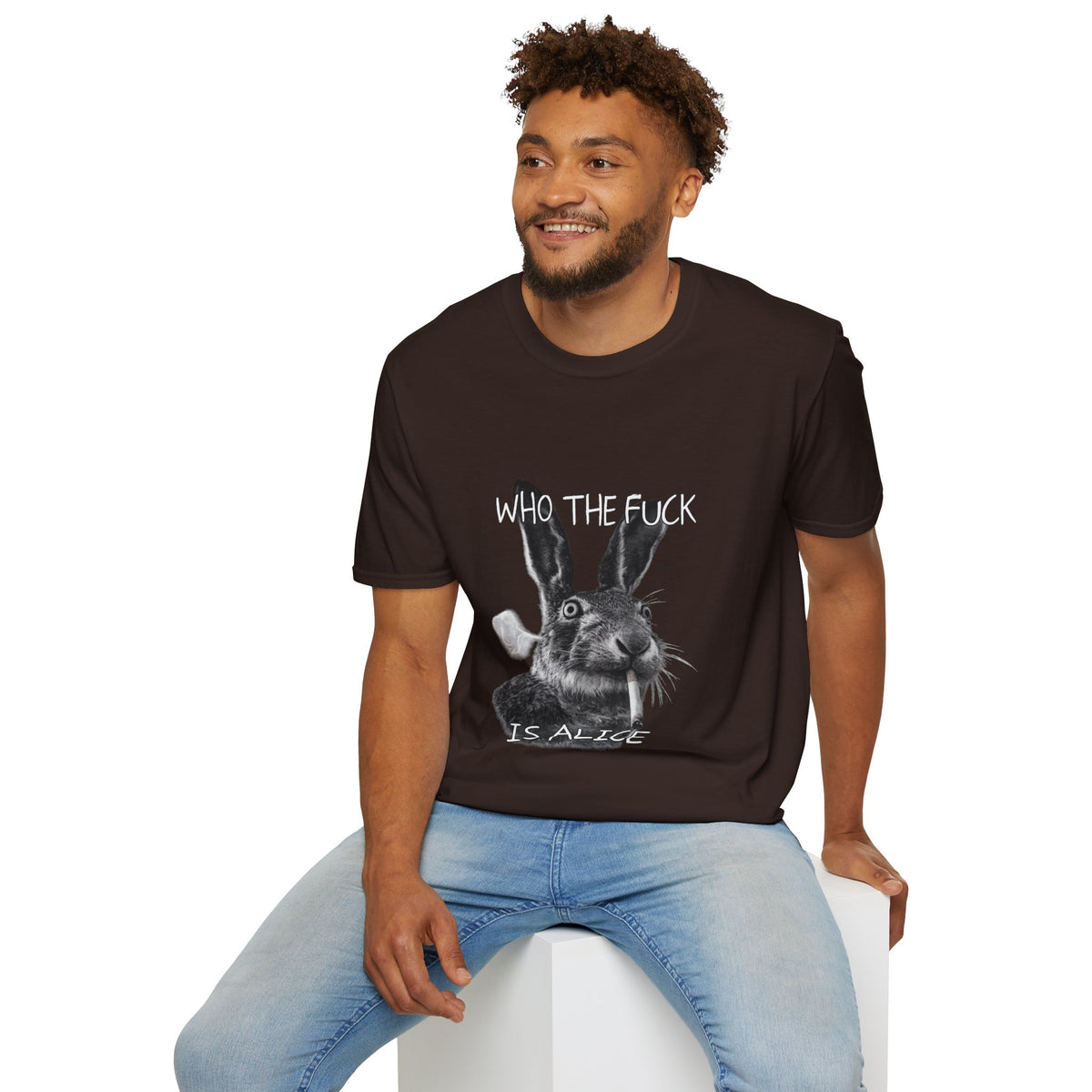 Who The Fuck is Alice T-Shirt | Bunny Illustration, Funny Profanity Tee