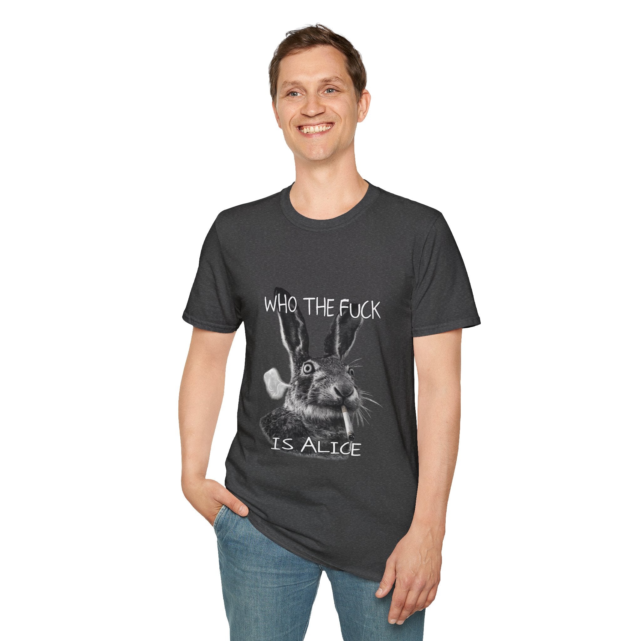Who The Fuck is Alice T-Shirt | Bunny Illustration, Funny Profanity Tee