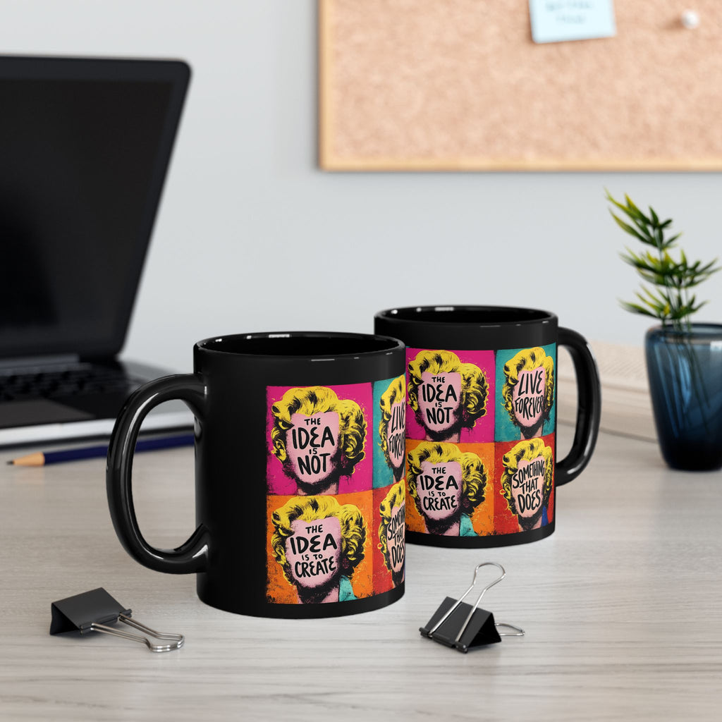 Pop Art Marilyn Quotes Mug | Black Ceramic Coffee Cup