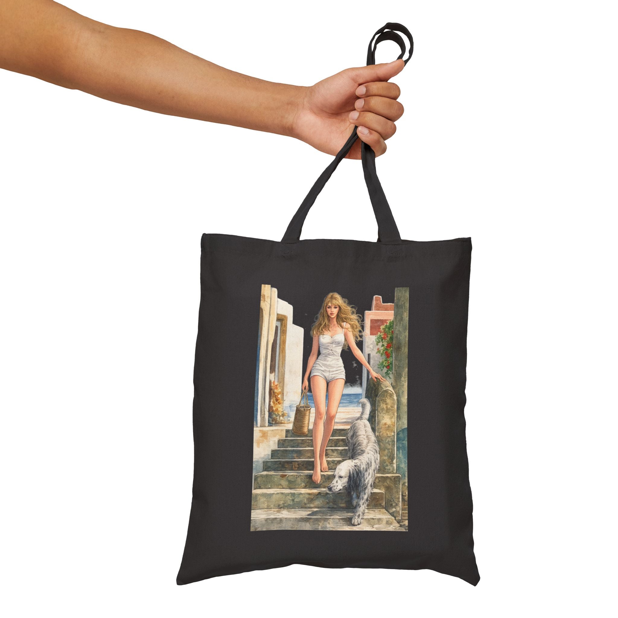 Tuscany Vacation Pin Up tote bag | Vintage seaside illustration
