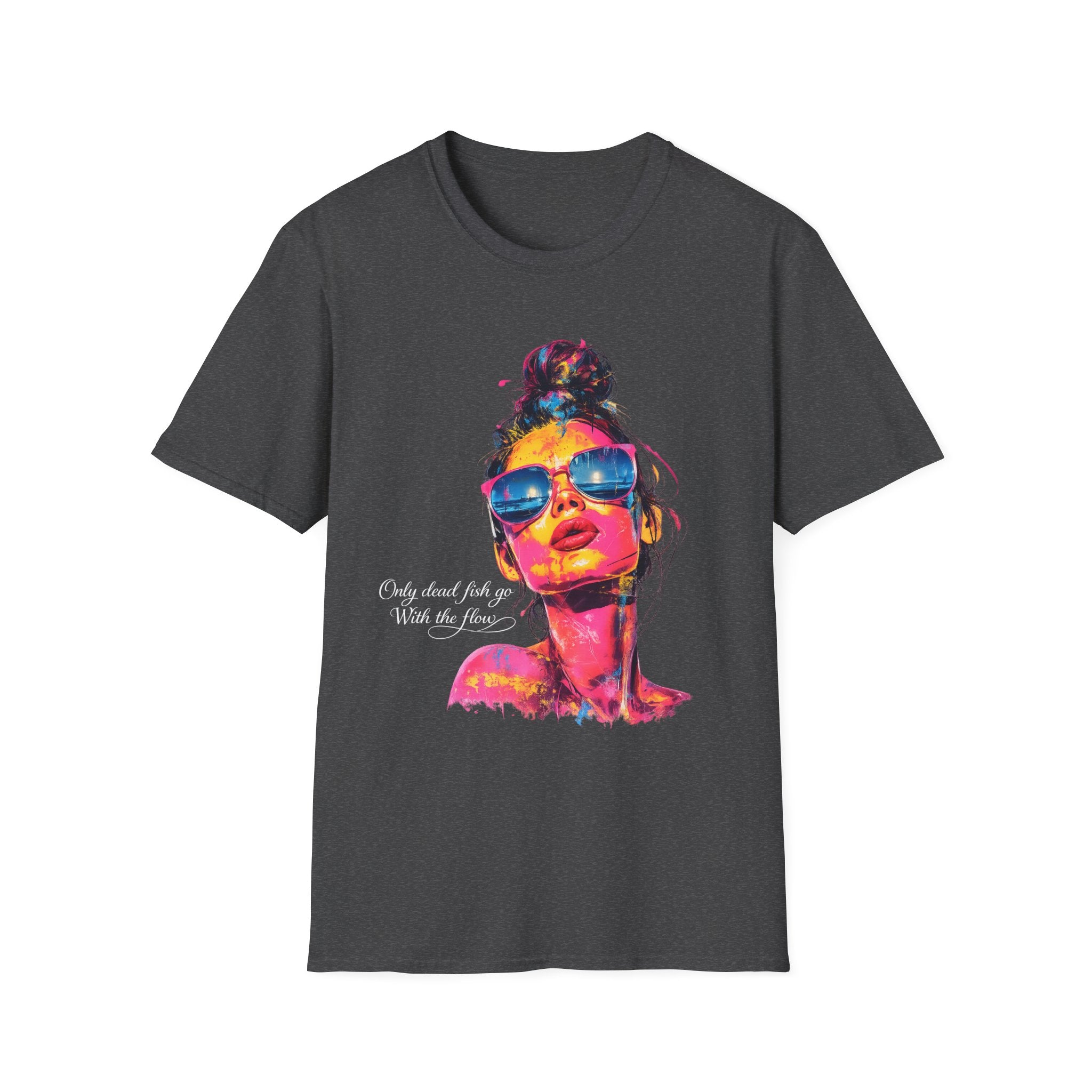 Neon Pop Art Woman Sunglasses T-Shirt | Colorful Portrait Tee