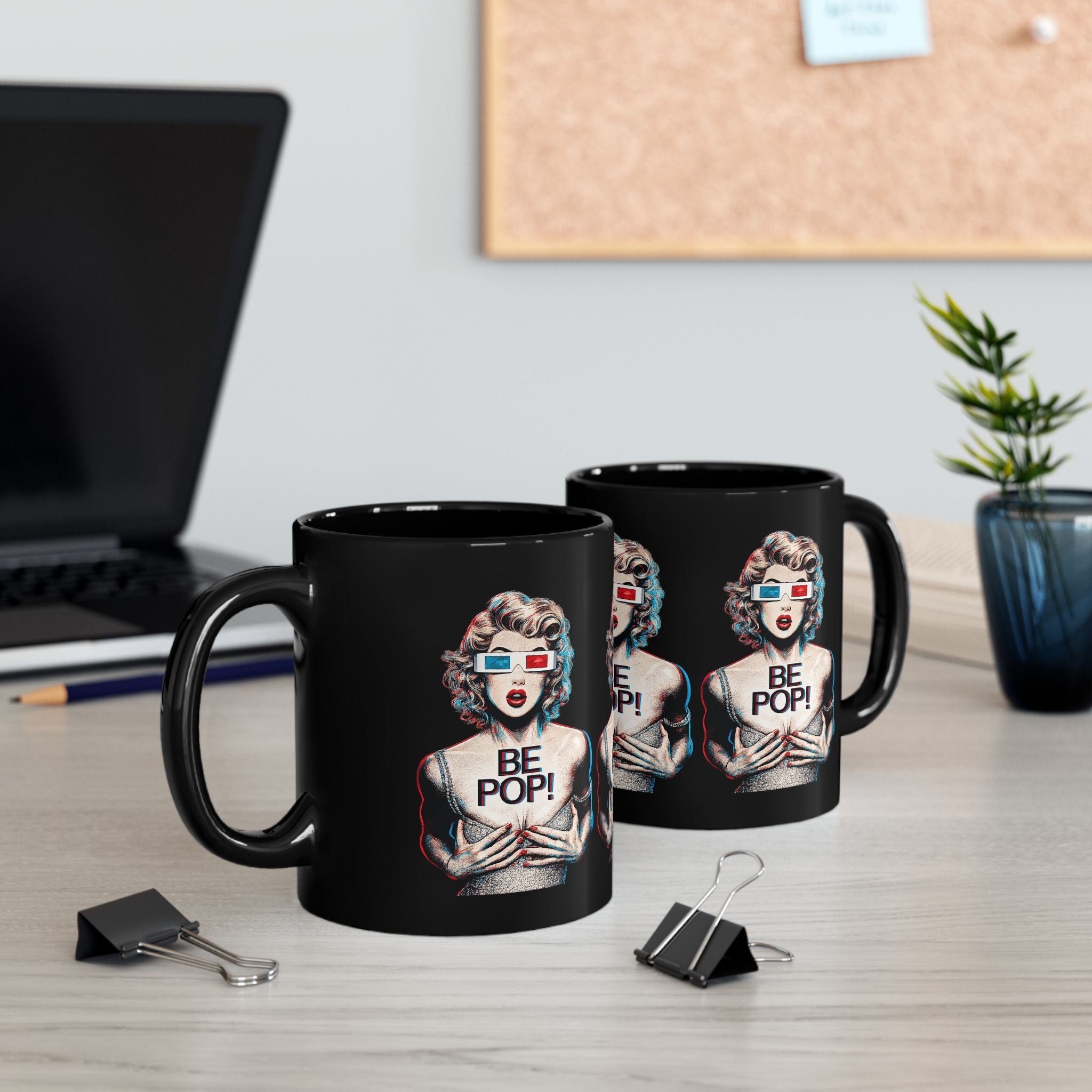 Be Pop Pinup Mug | Black Ceramic Coffee Cup