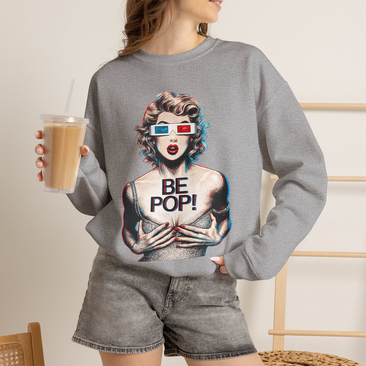 Pop Art BE POP! Sweatshirt | Vintage Pin-Up Graphic