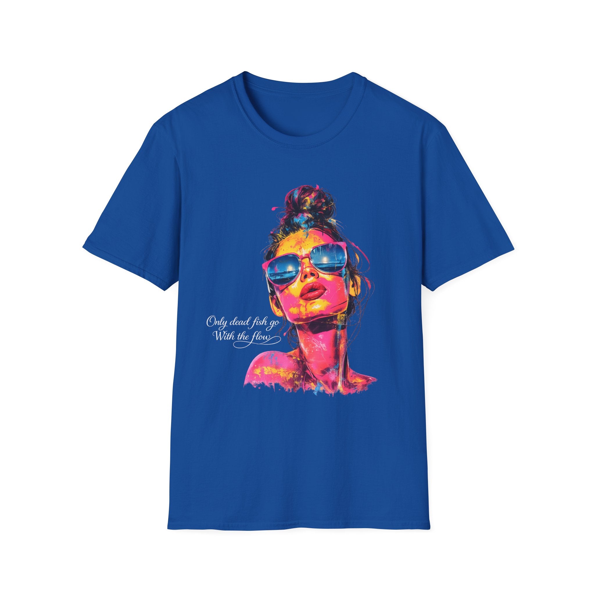 Neon Pop Art Woman Sunglasses T-Shirt | Colorful Portrait Tee