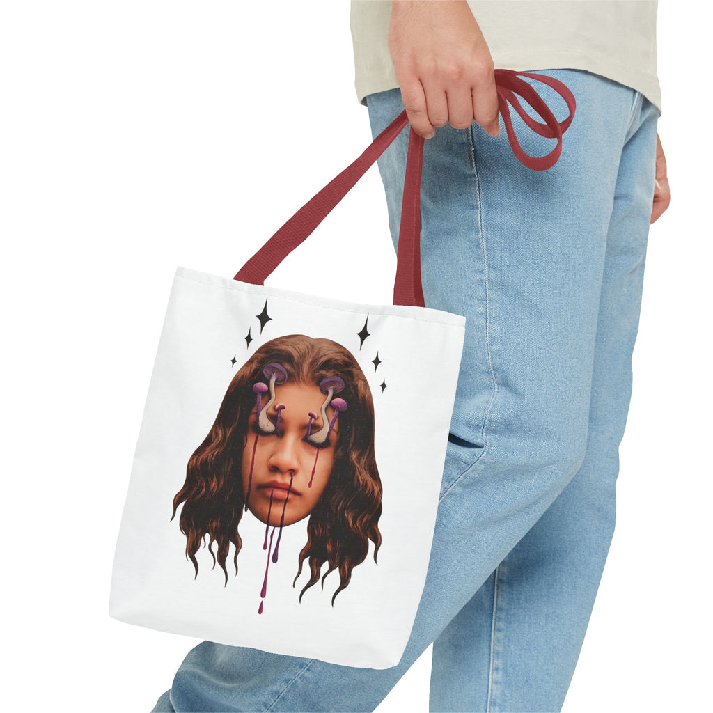 Mushroom awakeness Tote Bag | Surreal Gothic Art, Dripping Tears