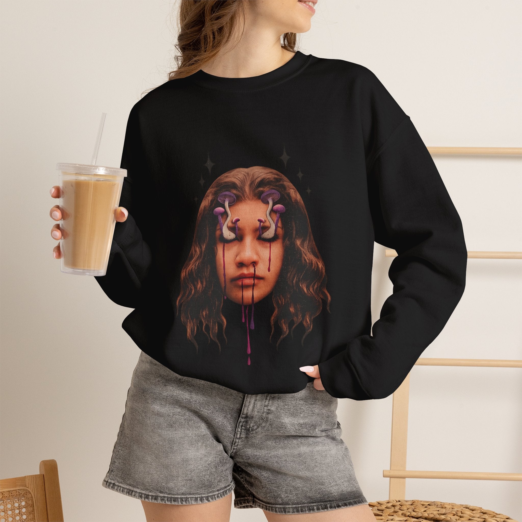 Mushroom Awakeness sweatshirt | Portrait Art, Mystic Tears