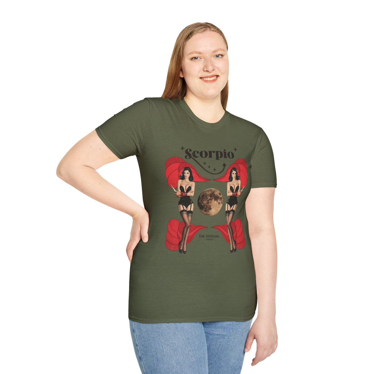 Scorpio Zodiac Pin Up T-Shirt | Astrological Sign, Moon Artwork
