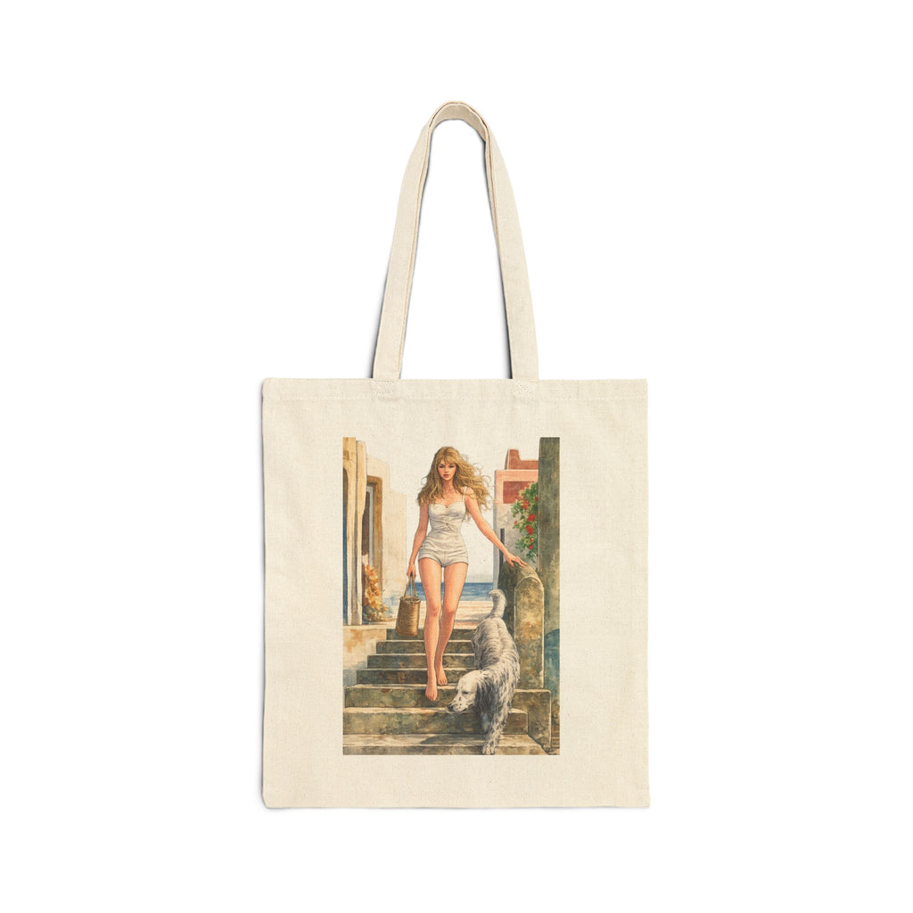 Tuscany Vacation Pin Up tote bag | Vintage seaside illustration