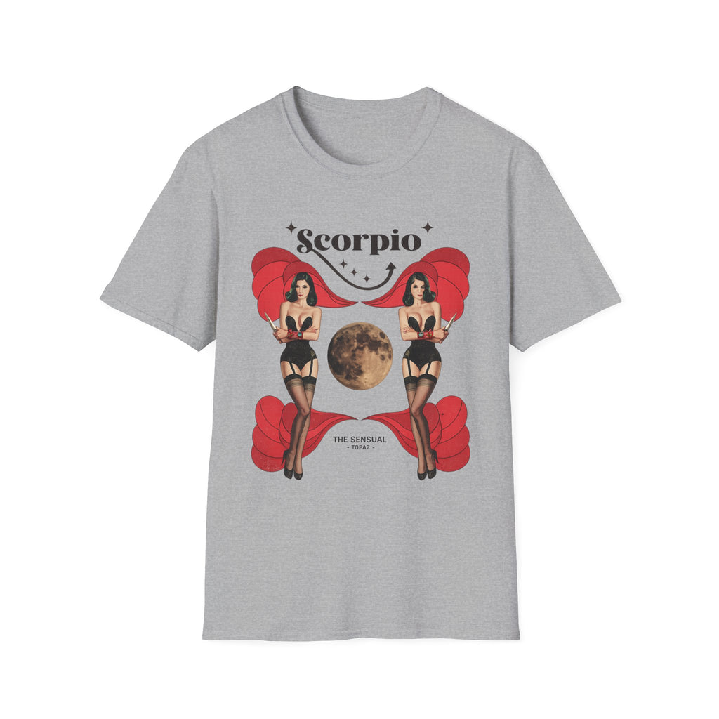 Scorpio Zodiac Pin Up T-Shirt | Astrological Sign, Moon Artwork