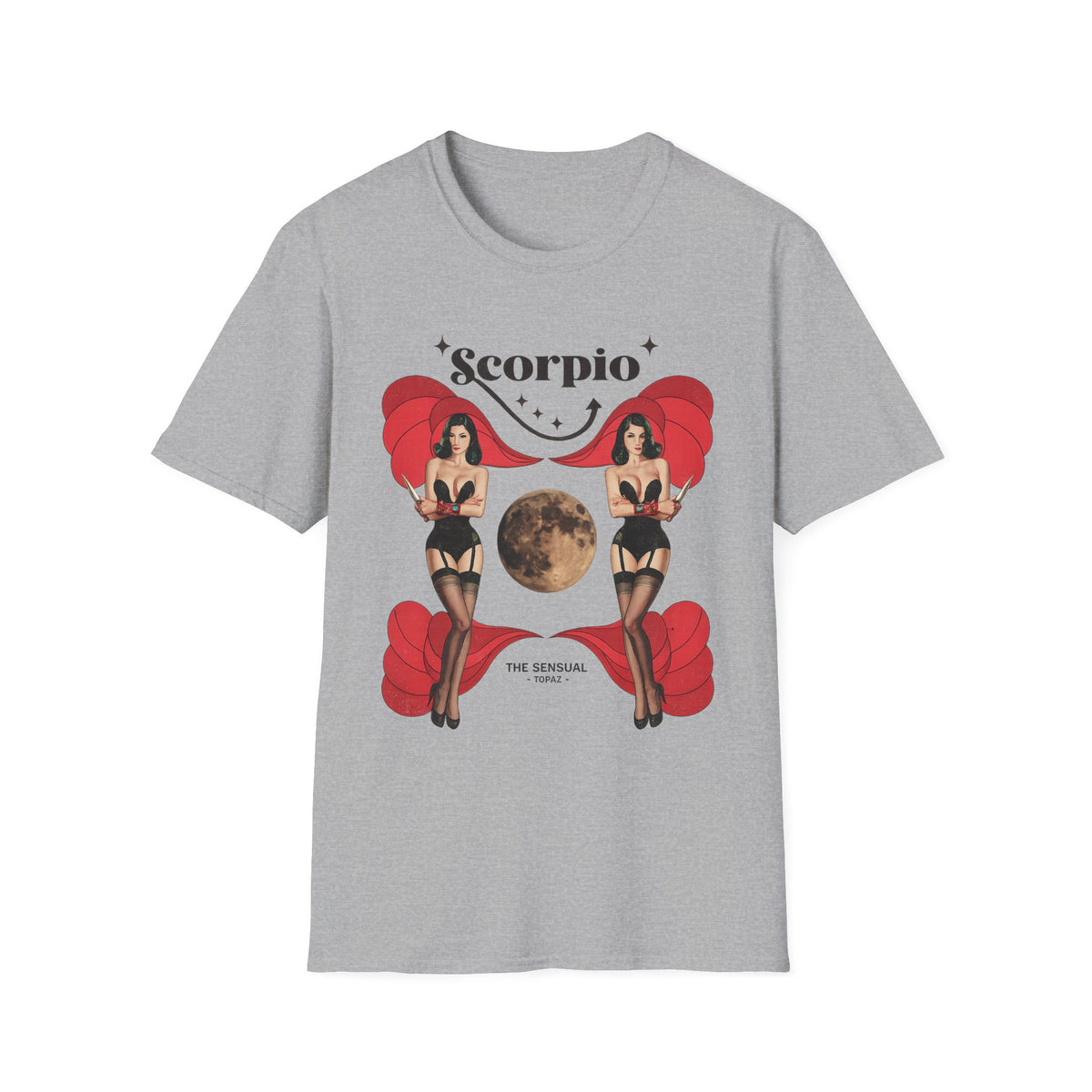 Scorpio Zodiac Pin Up T-Shirt | Astrological Sign, Moon Artwork