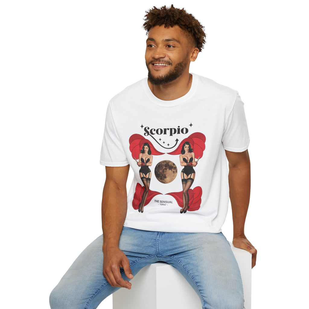 Scorpio Zodiac Pin Up T-Shirt | Astrological Sign, Moon Artwork