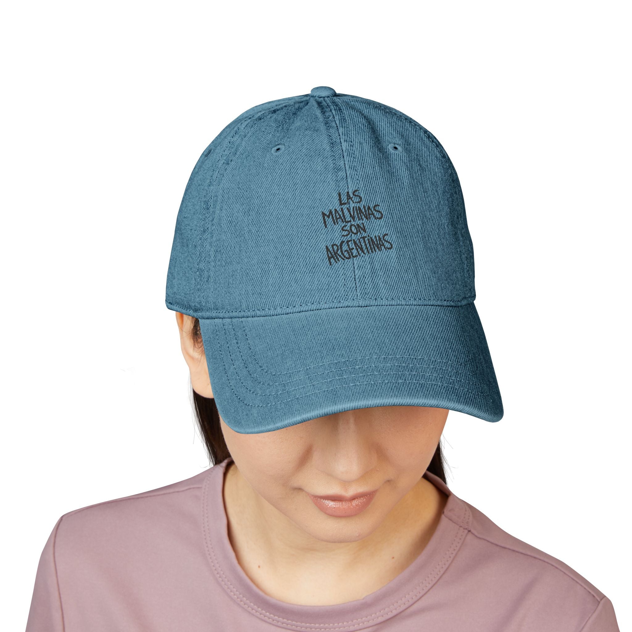 Las Malvinas Son Argentinas Denim Hat, Embroidered Phrase Cap