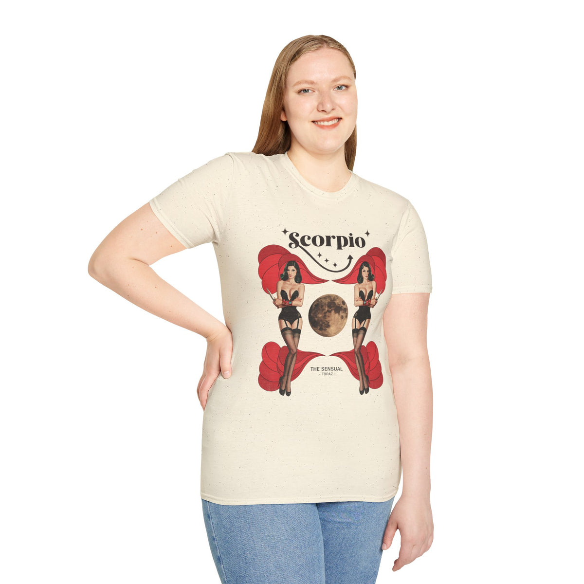 Scorpio Zodiac Pin Up T-Shirt | Astrological Sign, Moon Artwork
