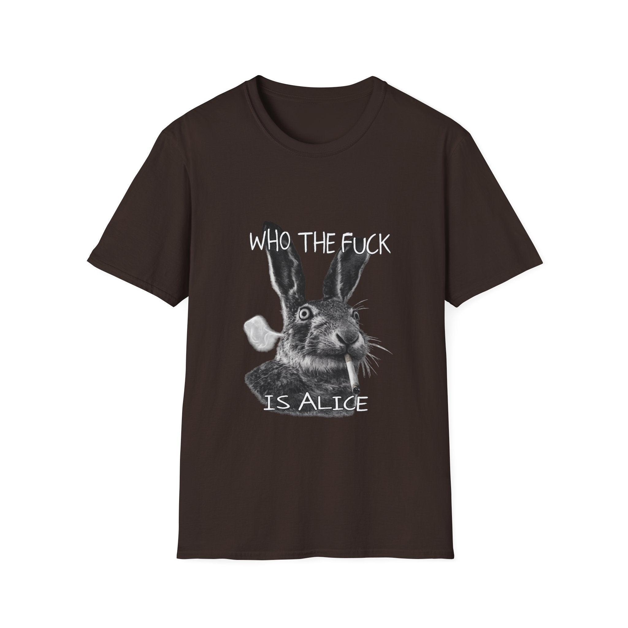 Who The Fuck is Alice T-Shirt | Bunny Illustration, Funny Profanity Tee
