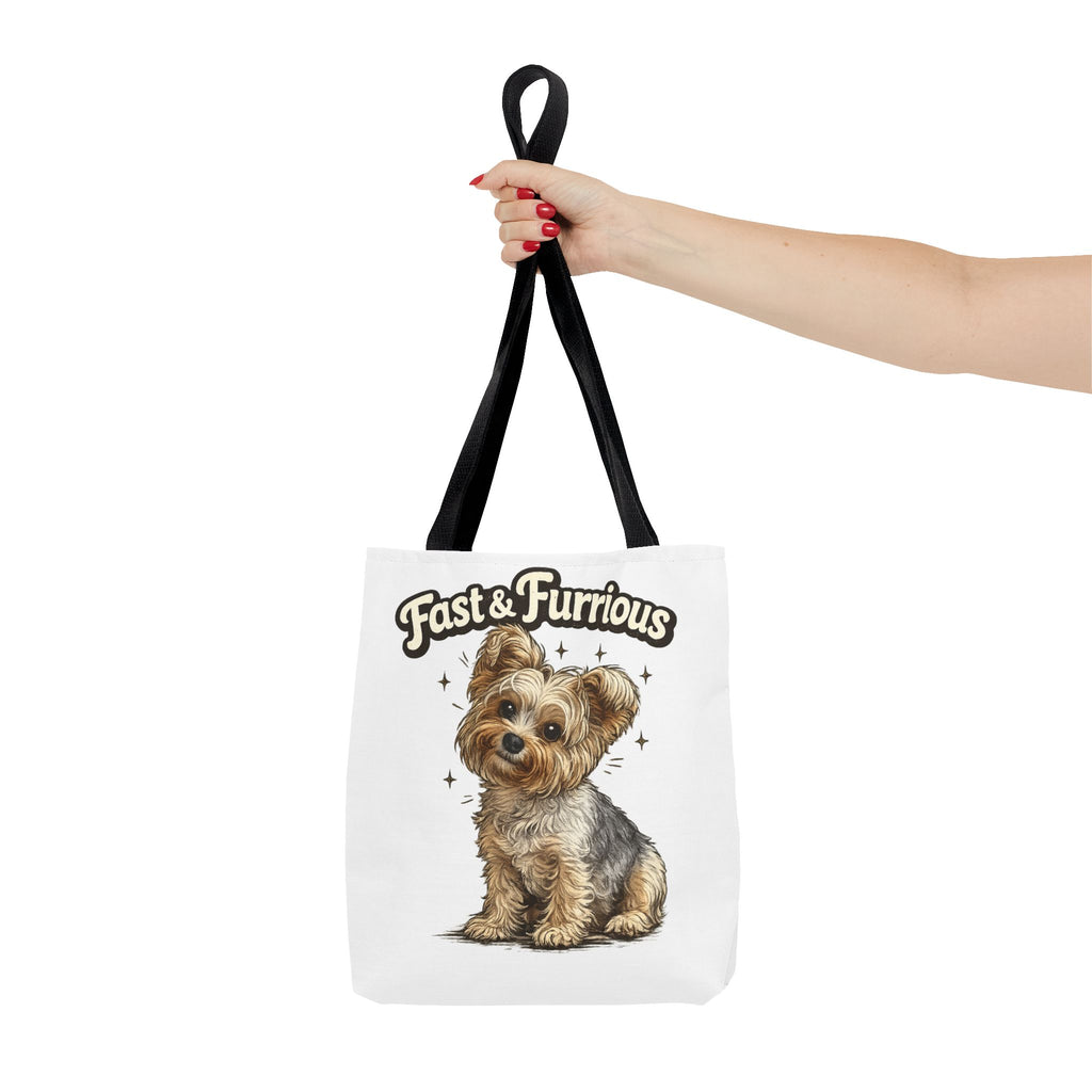 Fast & Furrious Yorkshire Terrier tote | cute dog illustration, paw art