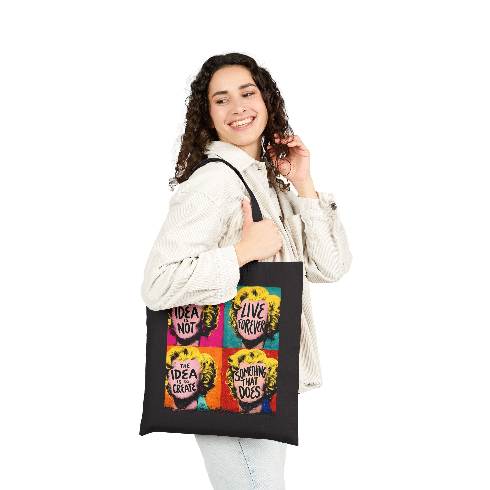 Pop Art Inspirational Quote Tote Bag | Colorful Motivational Canvas