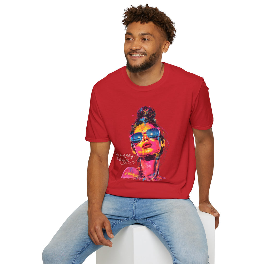 Neon Pop Art Woman Sunglasses T-Shirt | Colorful Portrait Tee