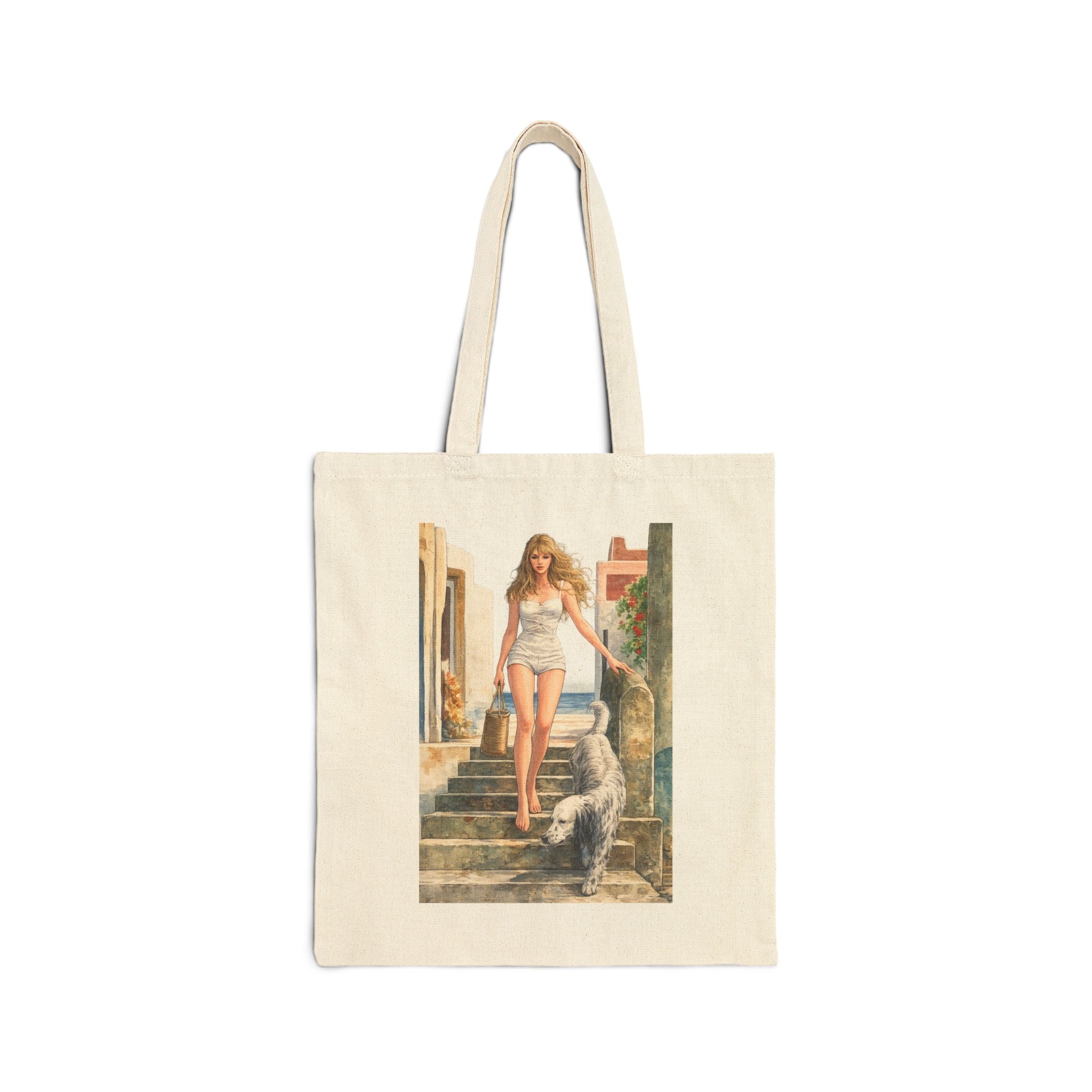 Tuscany Vacation Pin Up tote bag | Vintage seaside illustration