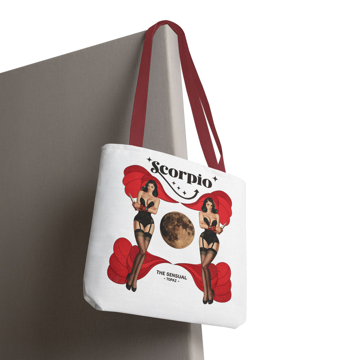 Scorpio Pinup Moon Tote Bag | Zodiac Astrology Illustration