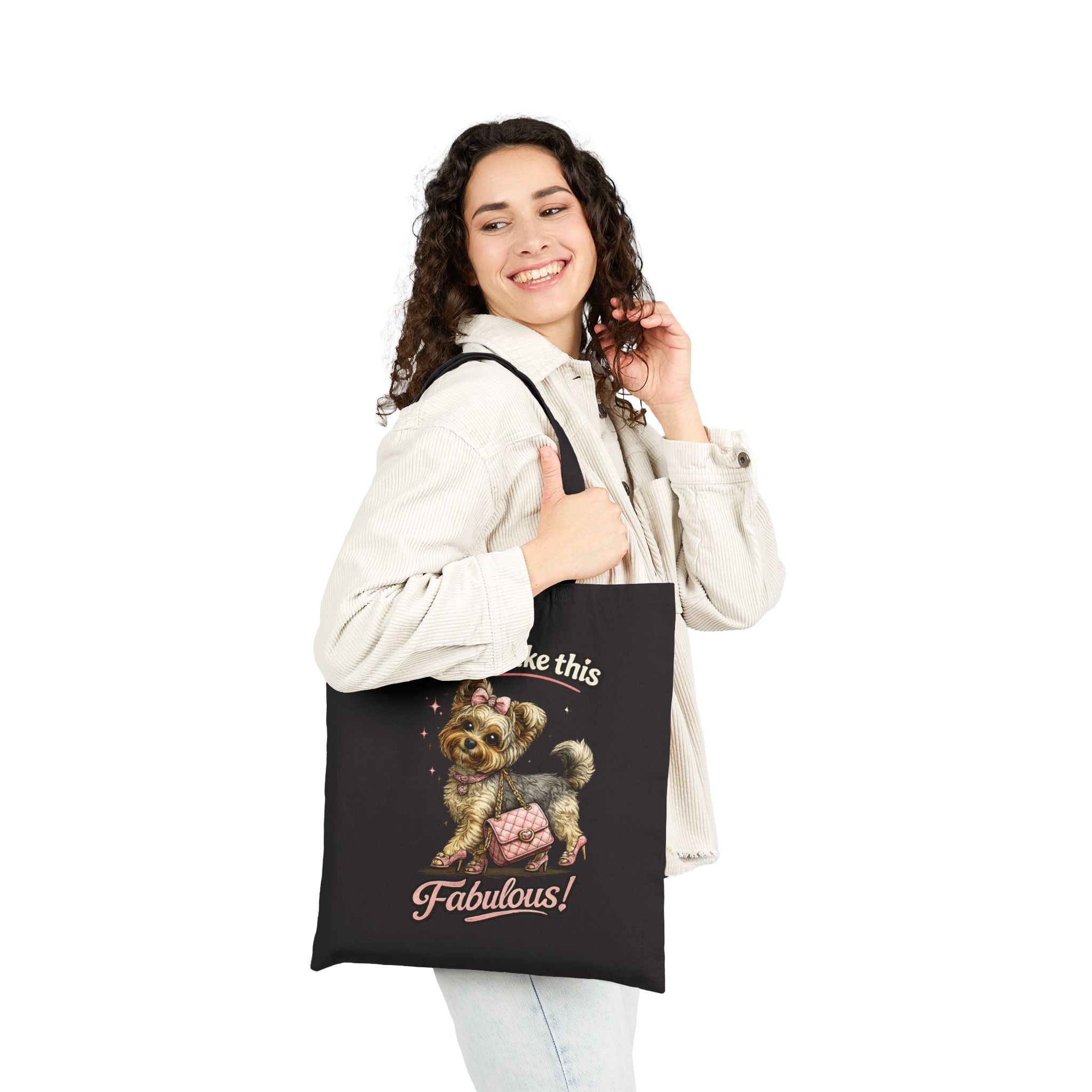 Woke Up Like This Fabulous Puppy Tote Bag | Cute Dog Canvas Tote