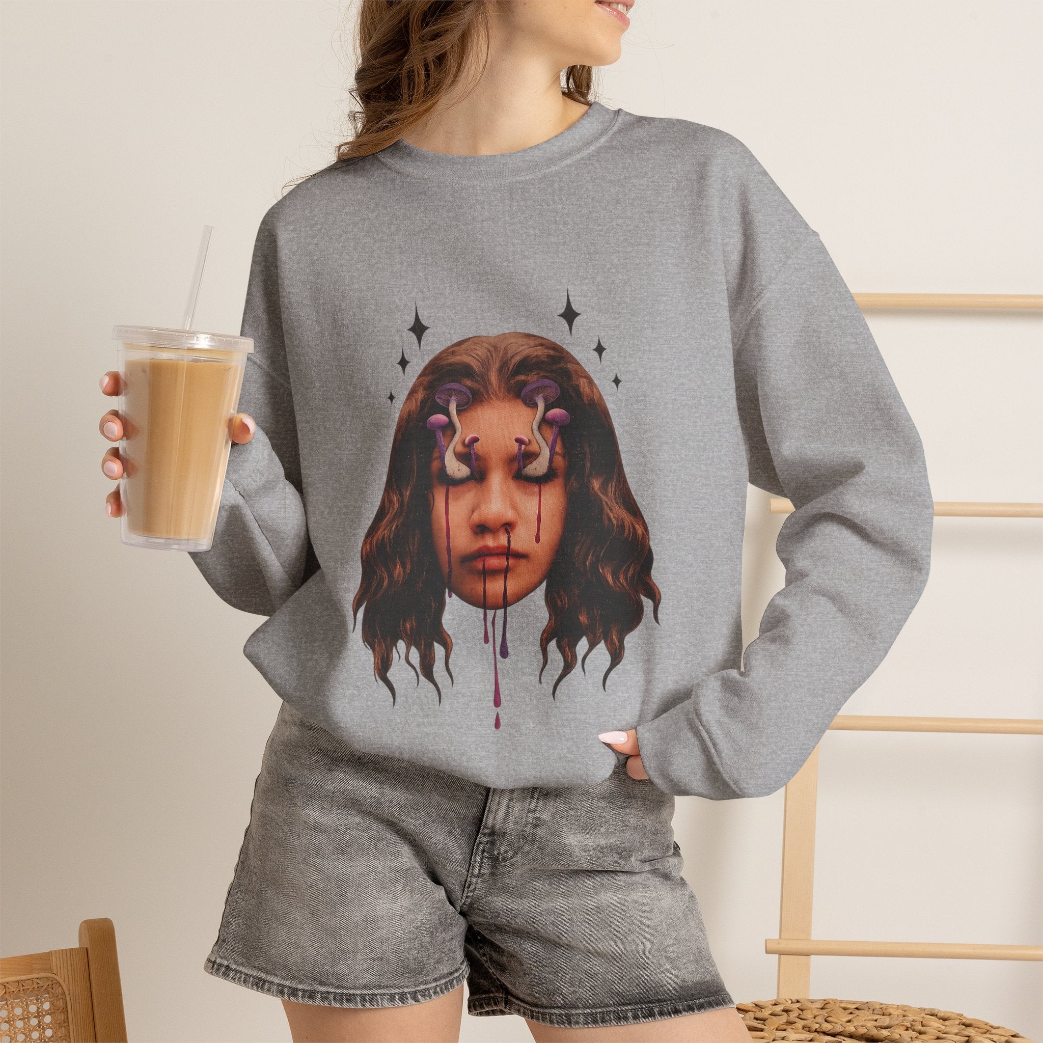 Mushroom Awakeness sweatshirt | Portrait Art, Mystic Tears