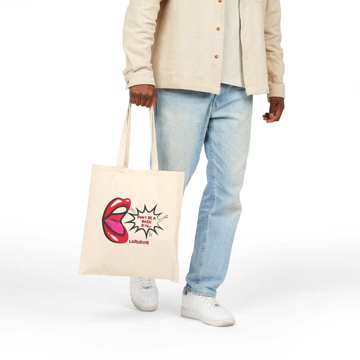 Don't Be A Basic Bitch Tote Bag | Pop Art Speech Bubble Cotton Canvas