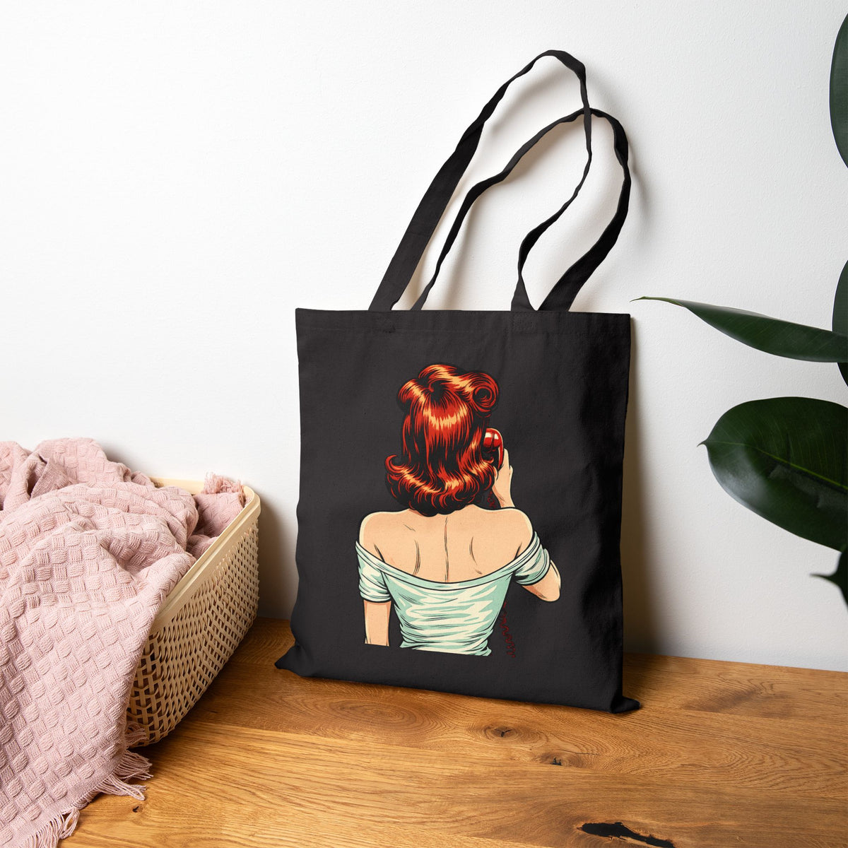 Retro Pinup Girl Tote Bag | Vintage Comic Pop Art Tote