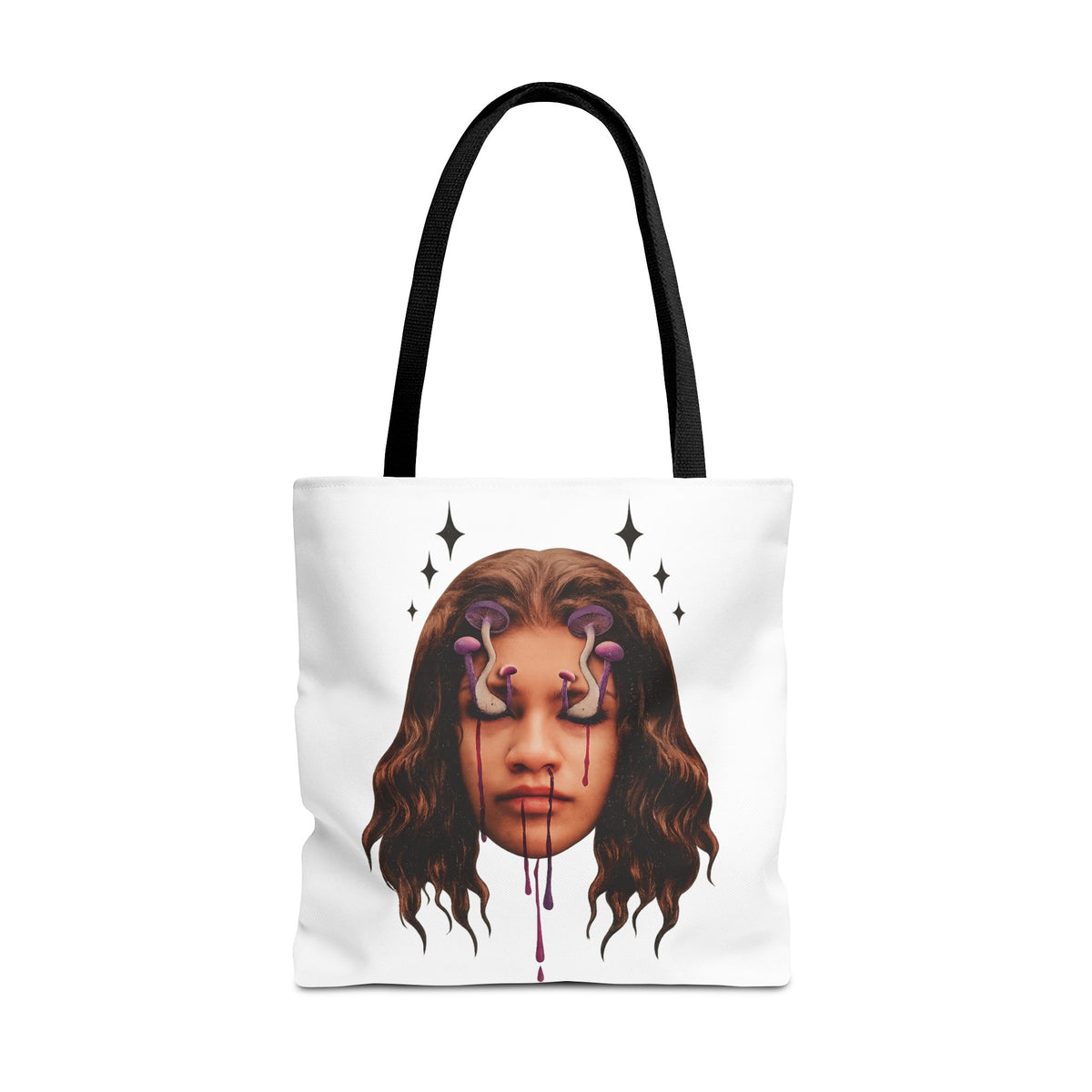 Mushroom awakeness Tote Bag | Surreal Gothic Art, Dripping Tears