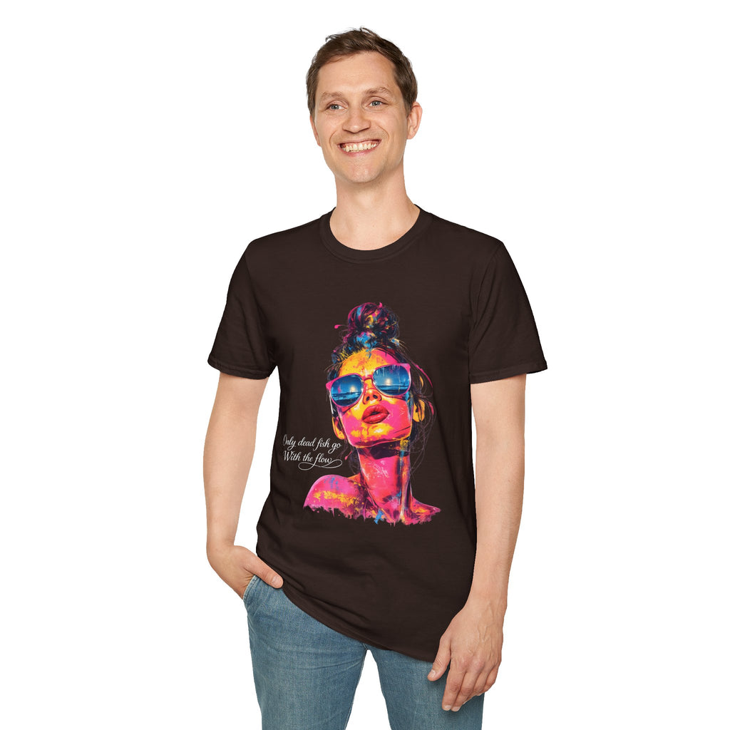 Neon Pop Art Woman Sunglasses T-Shirt | Colorful Portrait Tee