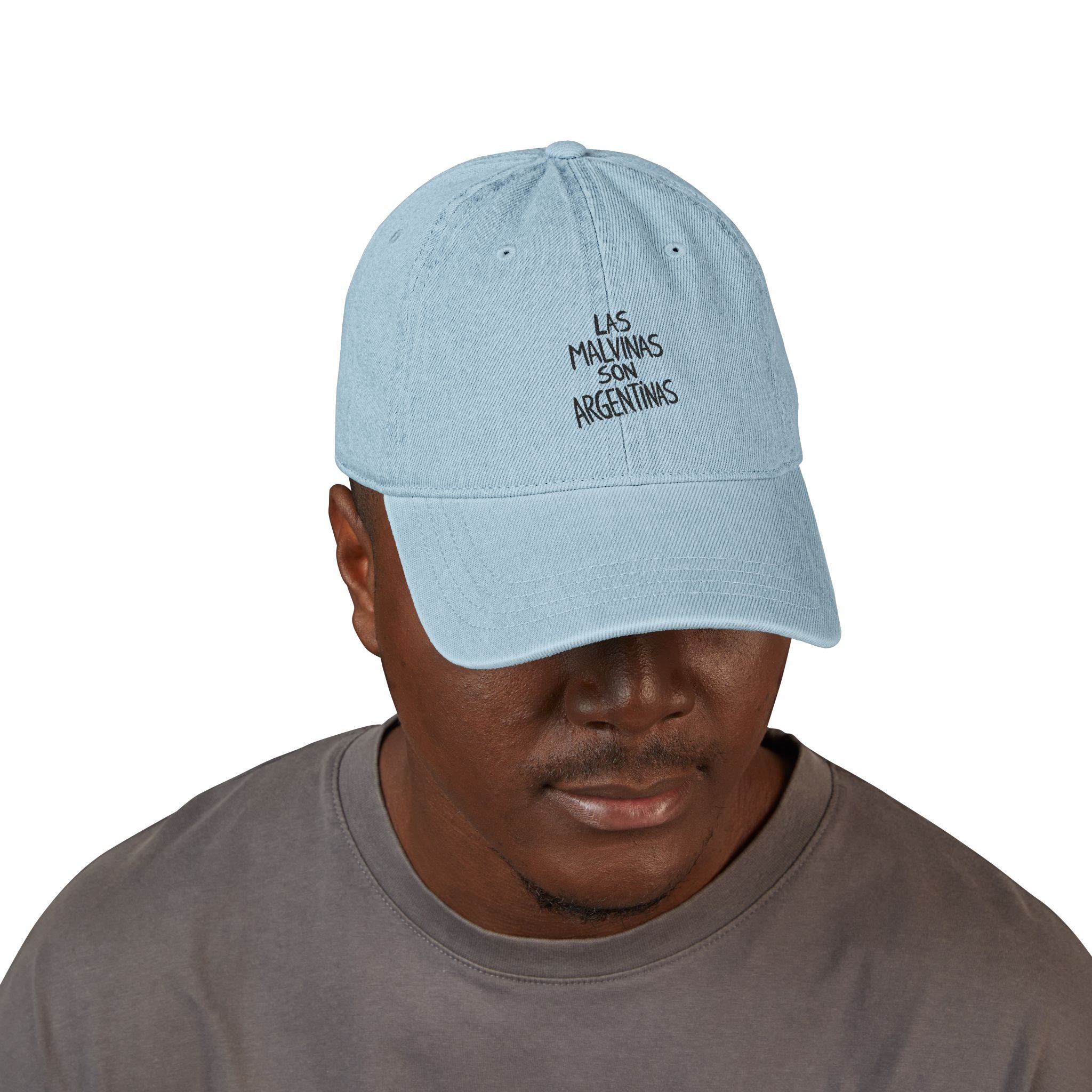 Las Malvinas Son Argentinas Denim Hat, Embroidered Phrase Cap