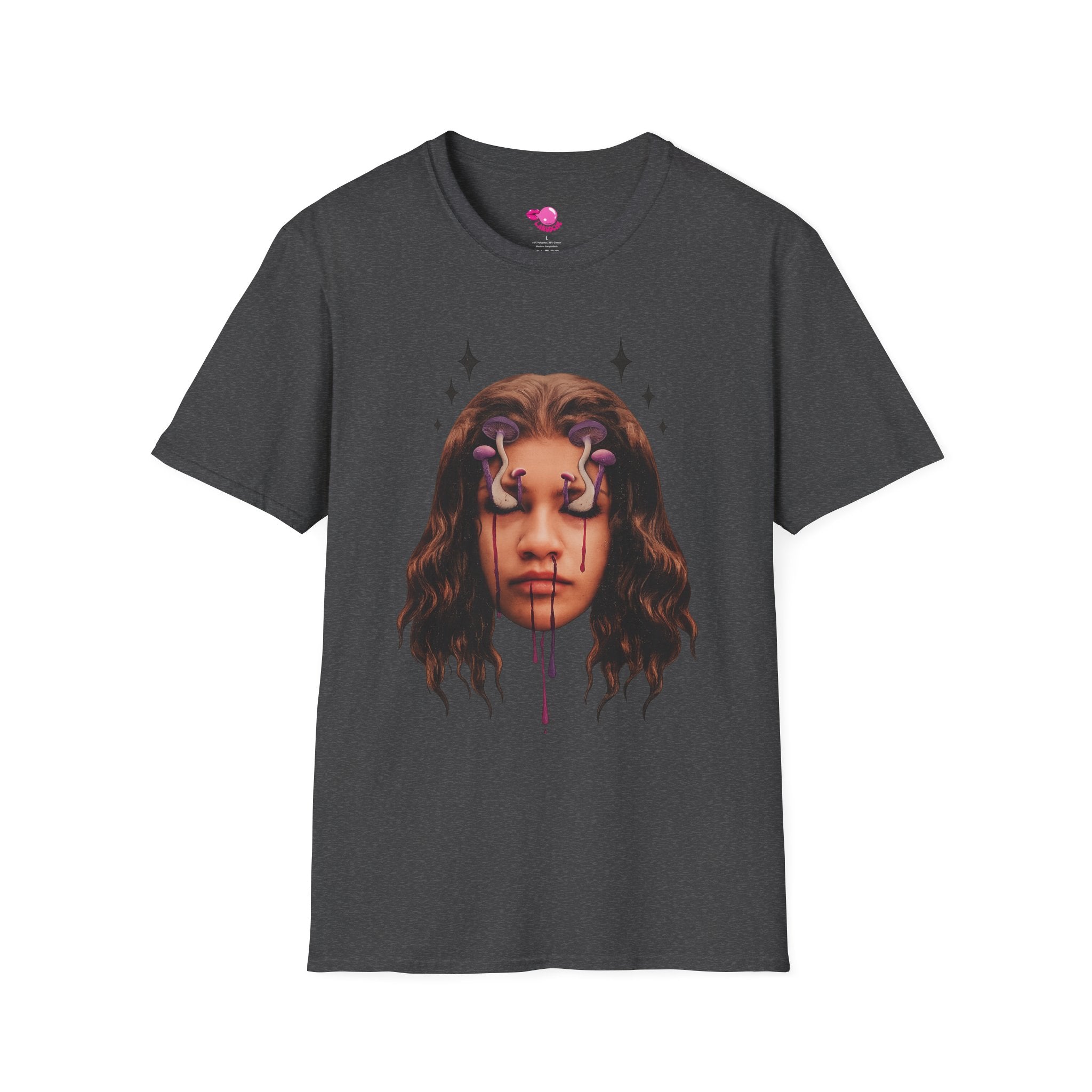 Mushroom Awakeness T-Shirt | Surreal Mushroom Art, Moody Portrait