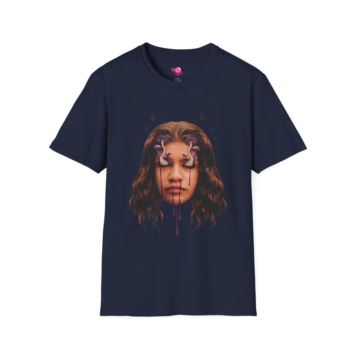Mushroom Awakeness T-Shirt | Surreal Mushroom Art, Moody Portrait