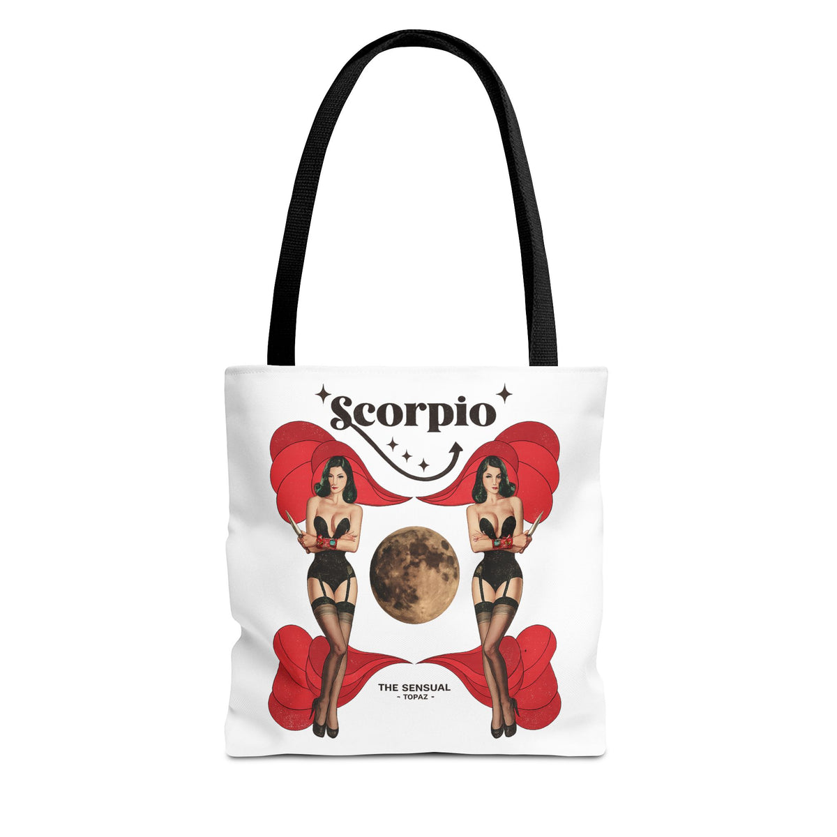 Scorpio Pinup Moon Tote Bag | Zodiac Astrology Illustration