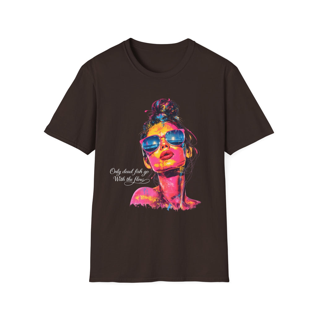 Neon Pop Art Woman Sunglasses T-Shirt | Colorful Portrait Tee