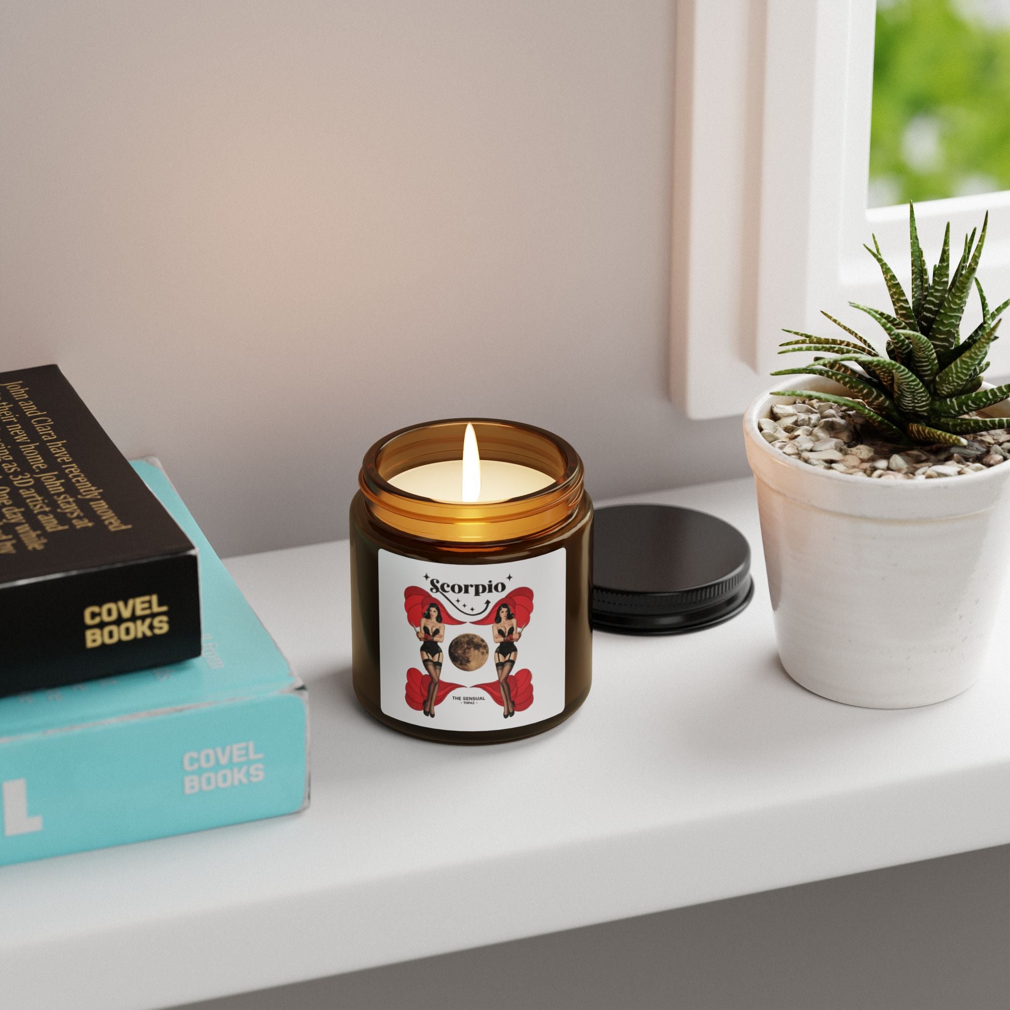 Scorpio Zodiac Pin Up Candle | Amber Jar Soy Candle