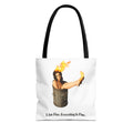 I Am Fine Everything Is Fine Tote Bag | Funny Meme Trash Can on Fire