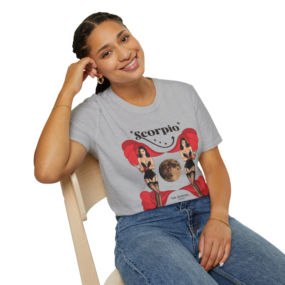 Scorpio Zodiac Pin Up T-Shirt | Astrological Sign, Moon Artwork