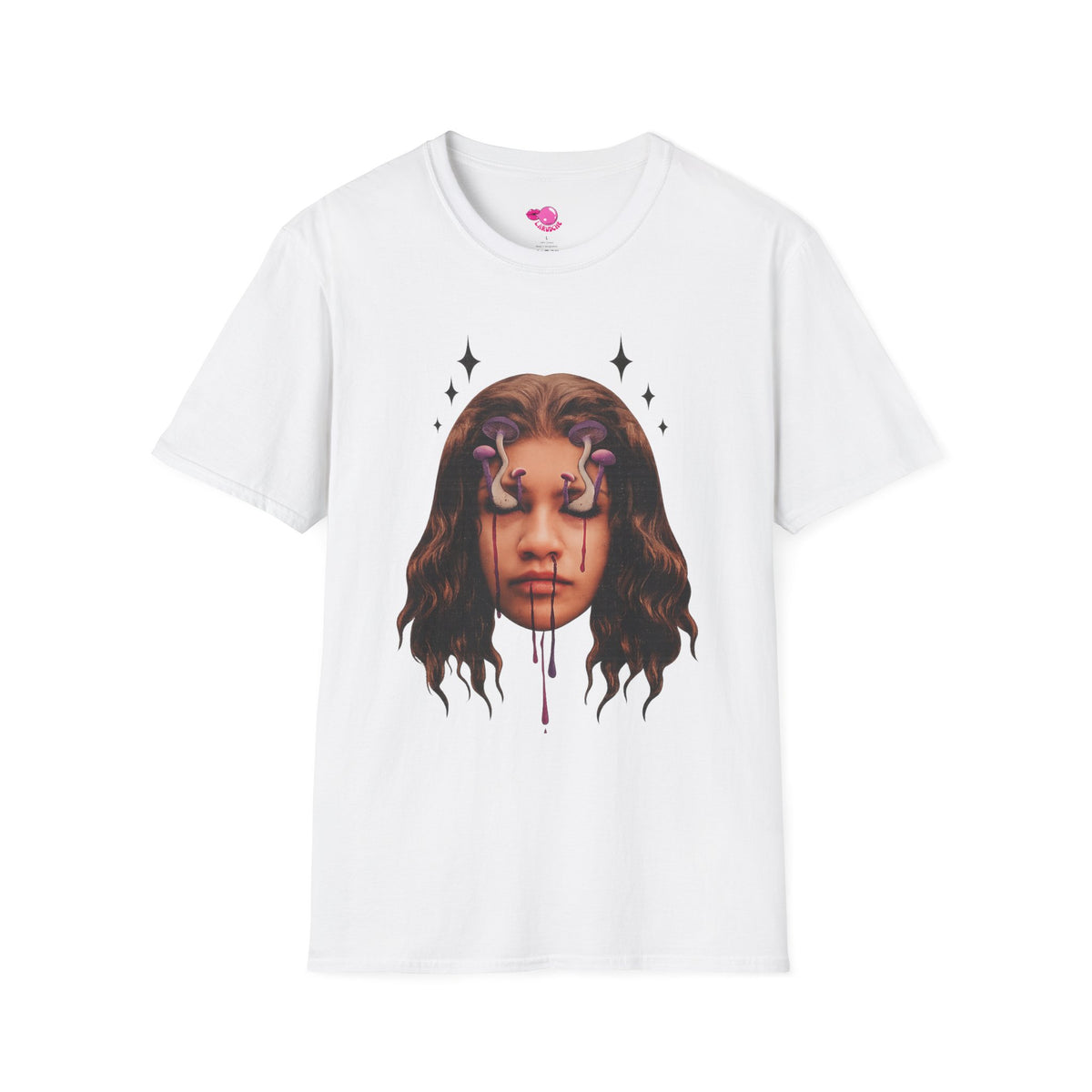 Mushroom Awakeness T-Shirt | Surreal Mushroom Art, Moody Portrait
