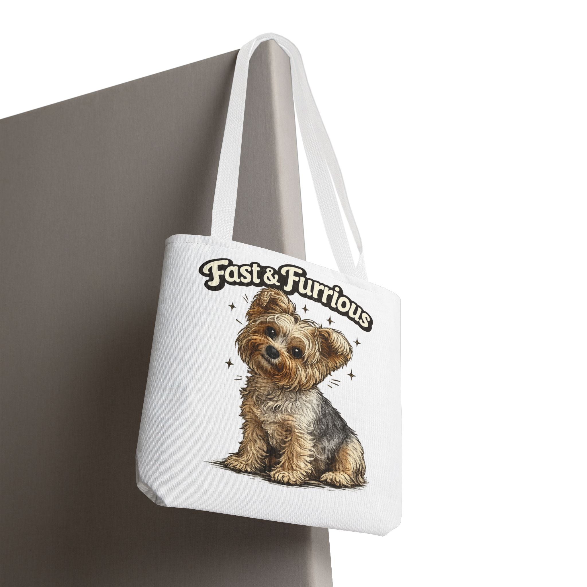 Fast & Furrious Yorkshire Terrier tote | cute dog illustration, paw art