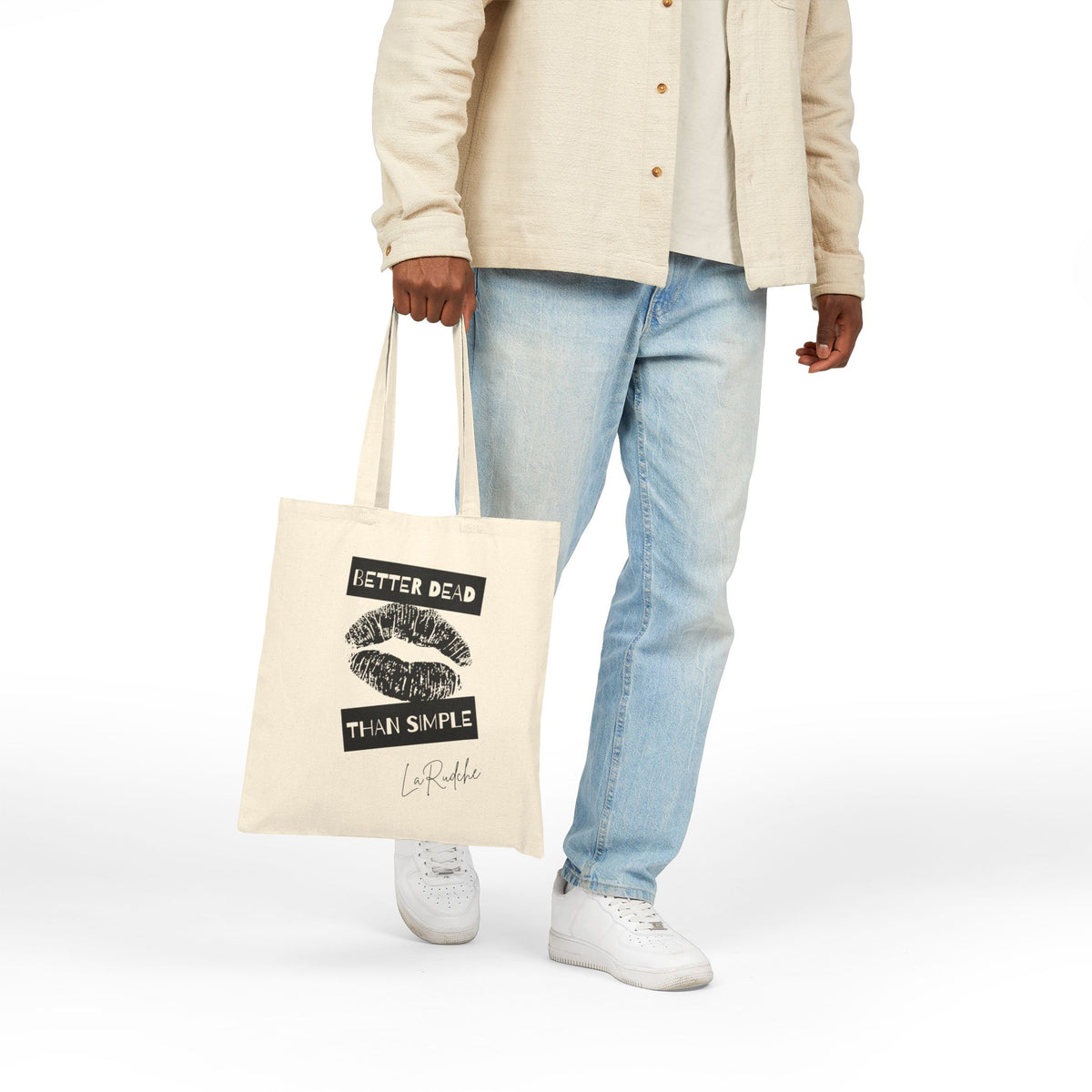 Better Dead Than Simple tote bag | Kiss graphic cotton canvas tote