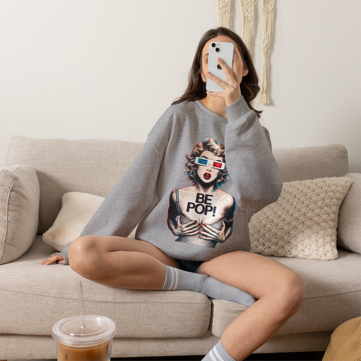 Pop Art BE POP! Sweatshirt | Vintage Pin-Up Graphic
