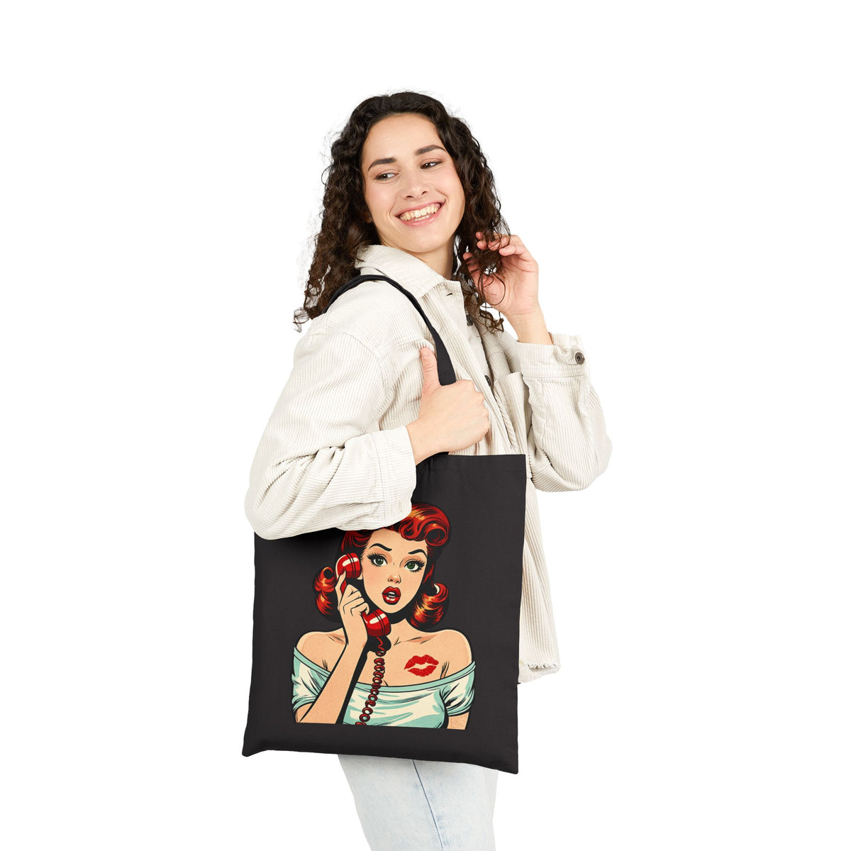 Retro Pinup Girl Tote Bag | Vintage Comic Pop Art Tote