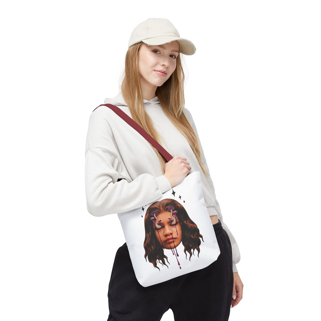 Mushroom awakeness Tote Bag | Surreal Gothic Art, Dripping Tears