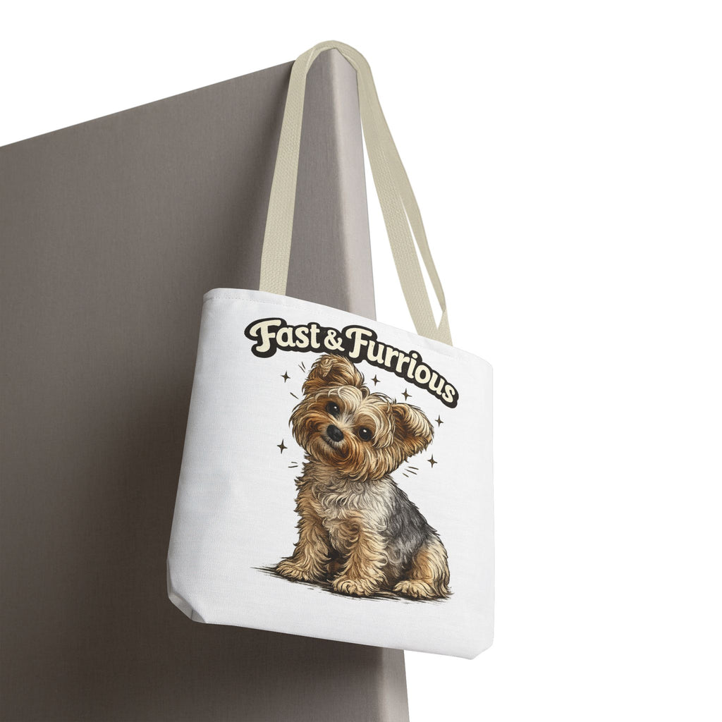 Fast & Furrious Yorkshire Terrier tote | cute dog illustration, paw art