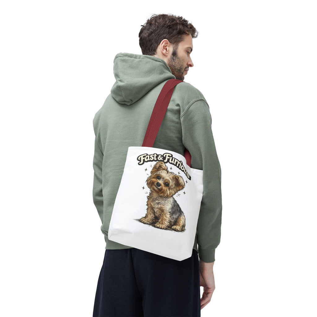 Fast & Furrious Yorkshire Terrier tote | cute dog illustration, paw art